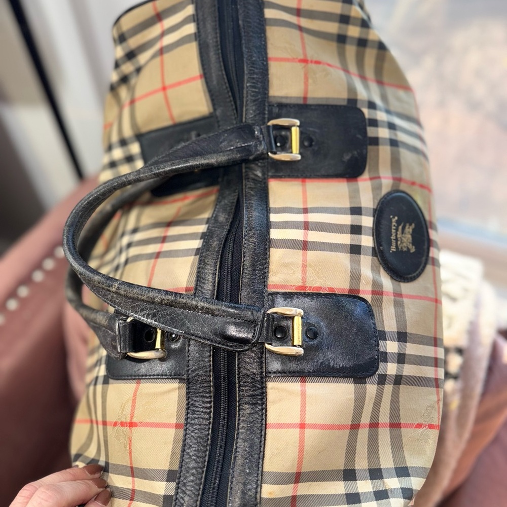 Burberry Tan and Black Check Travel Bag - Picture 8 of 8